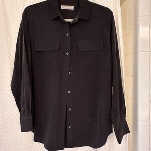 Everlane black silk shirt